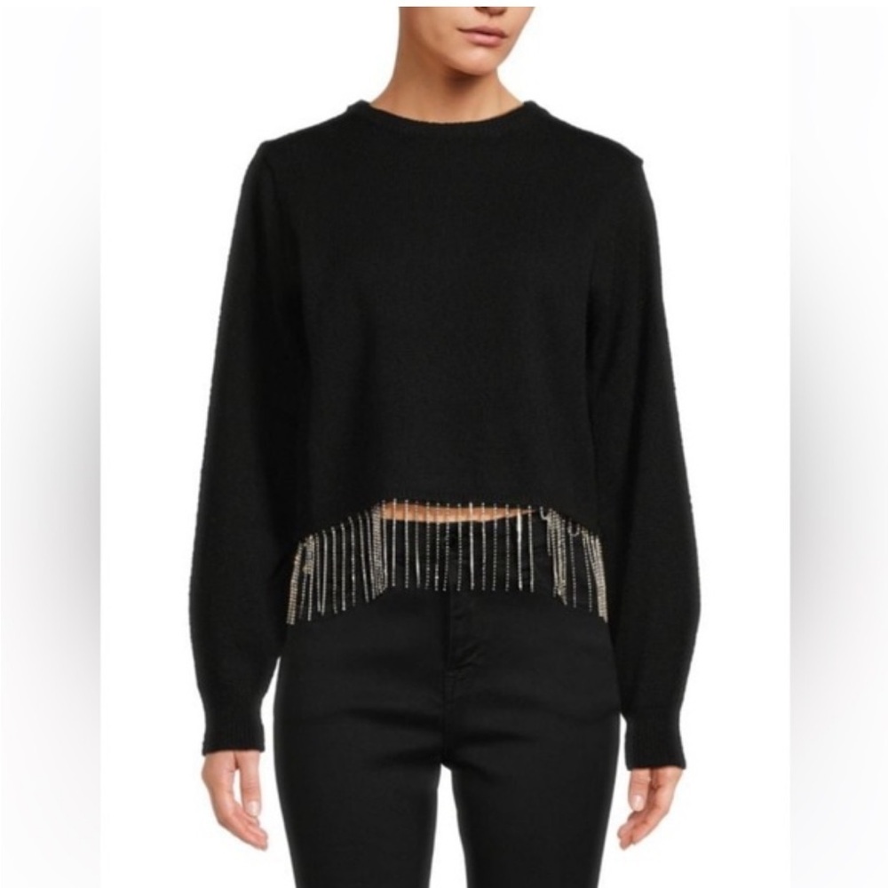 House of Harlow 1960 REVOLVE Black Sweater‎ with Fringe Detail